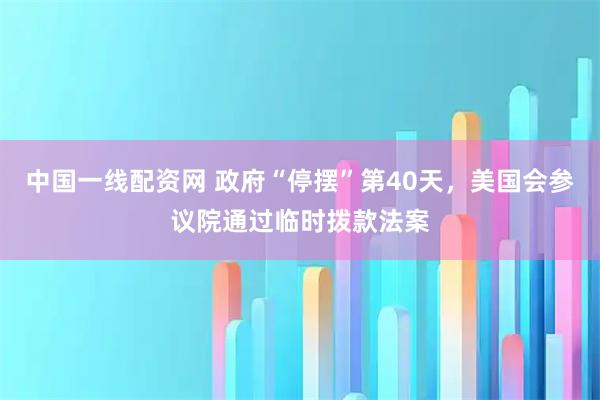 中国一线配资网 政府“停摆”第40天，美国会参议院通过临时拨款法案